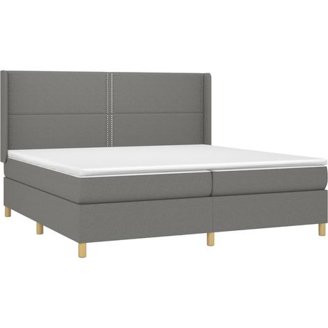 Struttura letto LED con testiera boxspring materasso 200x200 cm tessuto grigio scuro TDL0208298