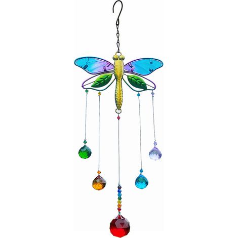 Sun Catcher - Dragonfly Crystal Prism - For Window Garden Decoration - Indoor Outdoor Use - 1 Piece (1/5)