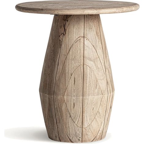 Table haute ronde bois massif clair JACQUARD Ø61cm – Design estudiHac (1/3)