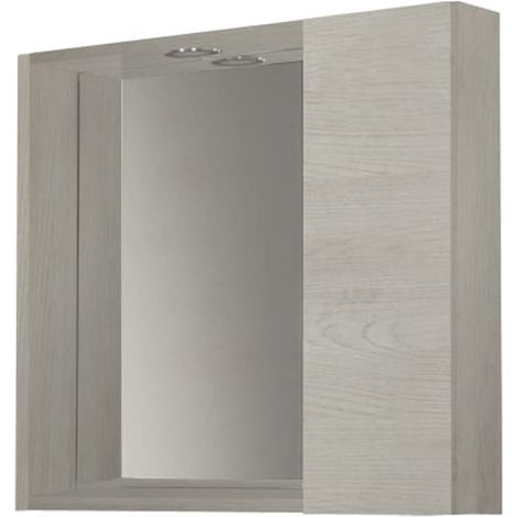 Miroir Salle de Bain avec Compartiment conteneur et lumière LED-Orme Blanc, L. 60 cm x P. 16 cm x H.60 cm (1/4)