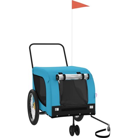 Remorque de vélo pour animaux de compagnie bleu et noir (1/5)
