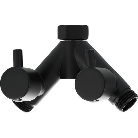 Schwarze Duscharmatur mit Absperrventil aus Messing, G 1/2 Y-Rohrverteiler für Duscharm (1/5)