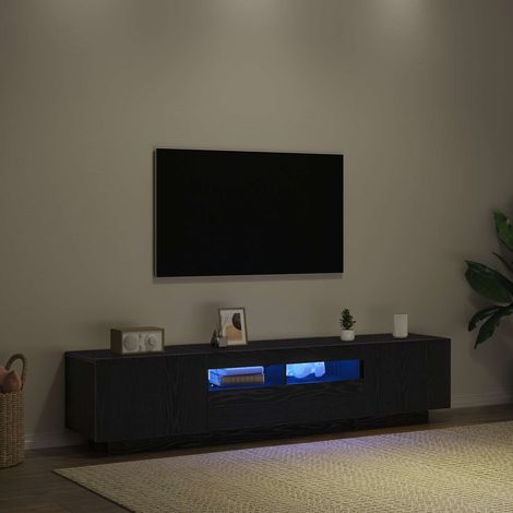 Ensemble meuble TV Montage mural 2 pcs-Banc TV-Meuble Télé Noir 180 x 35 x 40 cm (1/5)