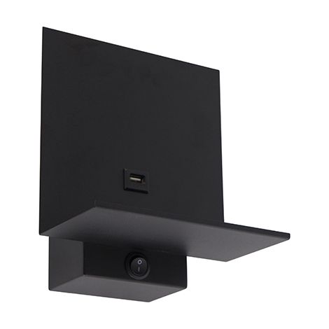 Modern Wall Light Black Incl. USB Connection - Flero