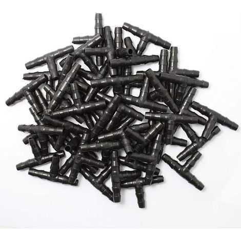 100 Pieces Tee Connectors for Drip Irrigation, Tee Joint for Drip Irrigation, Universal 1/4" T-fitting for Garden Hose H639 (1/4)