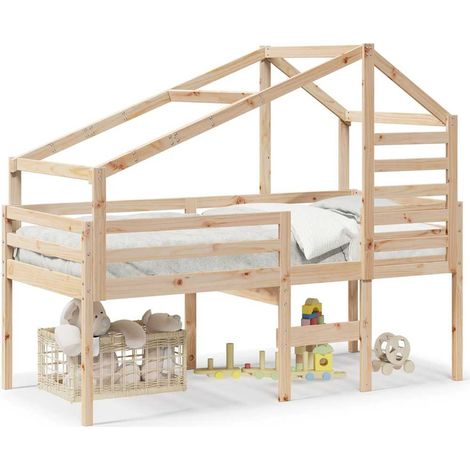 Maison Exclusive - Hochbett mit Dach 80x200 cm Massivholz Kiefer