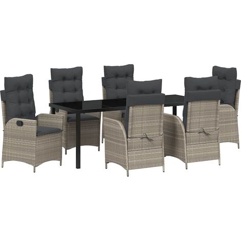 Maison Exclusive - Set da Pranzo per Giardino 7 pcs Grigio chiaro polyrattan