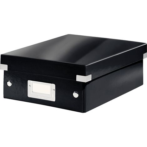 Boîte à Compartiments Click et Store A4, Petit Format, Rangement Flexible 2-3 Compartiments, Superposable, Finition PP, Maison Bureau, Noir, 60570001 (1/5)