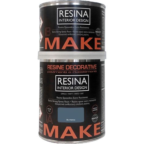 MAKE DESIGNED FOR YOU Resina Epossidica Extra Resistente a Base Acqua, Finitura Opaca, Colore Blu Intenso, Certificato HACCP, Formato 0,75 litri (1/5)
