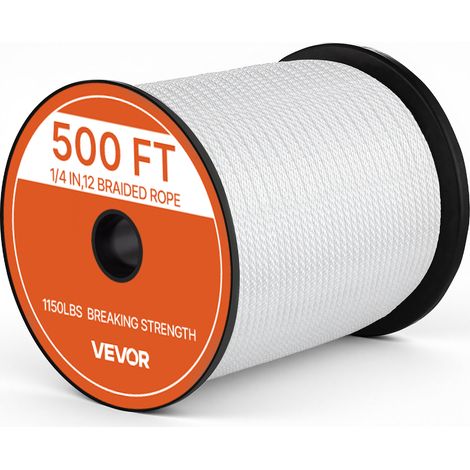 VEVOR Cuerda de Poliester 6 mm x 152 m 522 kg Cuerda Trenzada de 12 Hebras, con Superficie Lisa, Resistencia a la Hidrólisis y Estructura de Una Pieza para Amarre de Embarcaciones y Líneas de Anclaje (1/5)