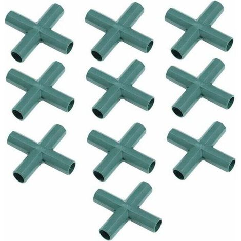 Kunststoffrahmenverbinder, Steckverbinder für rechte Eckrohre, Gewächshausbauverbinder, 16 mm, 4-Wege-Kreuz, 10 Stück FLITI (1/4)