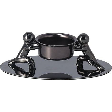 Porte-bougeoir en Acier Inoxydable Noir, Support de Bougie Élégant pour Décoration d'Intérieur Romantique