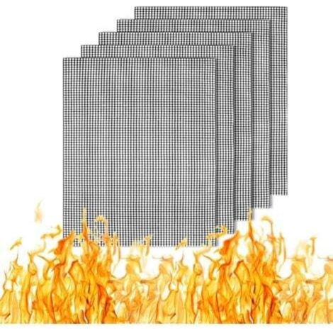 [NON UTILIZZATO] Set di 5 tappetini in rete per barbecue, 33 x 40 cm, antiaderenti, riutilizzabili, adatti a barbecue a carbone, a gas ed elettrici, l'accessorio perfetto per cucinare alla griglia.