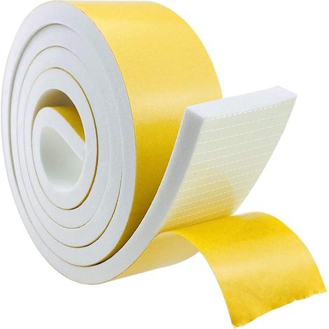 Joint Isolation Porte Fenêtre, Joint Adhésif Mousse Caoutchouc, 50mm(l) x10mm (H) x2m(L) Bande Caoutchouc Joint Isolation Bruit Froid, Anti-collision, Antichoc, Blanc (1/5)