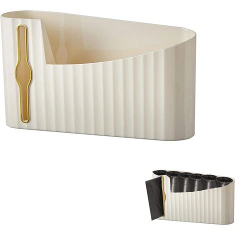Lntyq Organiseur de sac poubelle mural Distributeur de sac poubelle autocollant mural Support de sac poubelle domestique Pour sacs poubelles en plastique,maison,cuisine,salle de bain (blanc)