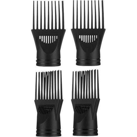 4Pcs Sèche-Cheveux Peigne Coiffure Sèche-Cheveux Diffuseur Soufflage Buse Sèche Bouche Plate Peigne à Vent pour Sèche-Cheveux Accessoires (Noir)