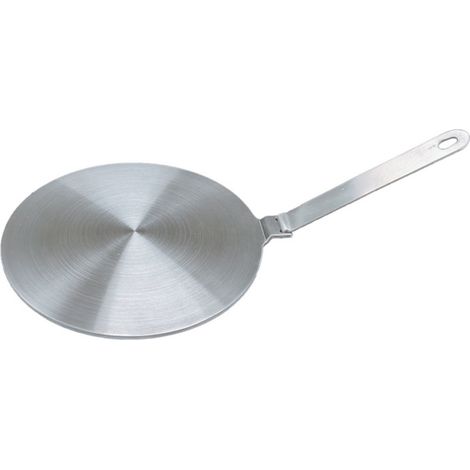 Diffuseur de chaleur, diffuseur de flamme, plaque à induction en acier inoxydable, poignée, diffusion uniforme de la chaleur, compatible avec les cuisinières électriques et à gaz, 20 cm, argent (1/4)
