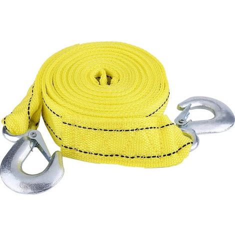 Attelage de remorque Store9, câble de remorque, capacité de charge de 5 tonnes, longueur de 4 mètres, outil supplémentaire pour véhicule en cas d'urgence, corde de remorquage robuste (1/5)