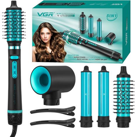 475 5-in-1 Multi Styler Blower Brush 1500W, BLDC Motor  Ionic Hair Dryer with Automatic Curling Iron, Oval and Round Brush, Cool Shot, 3 Temperatures and 2 Speeds (1/5)