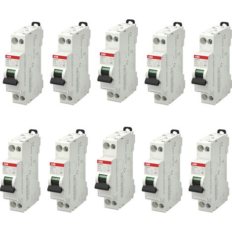 ABB Lot de 10 disjoncteurs Ph+N raccordement Vis 16A-4,5Ka - Courbe C (1/4)
