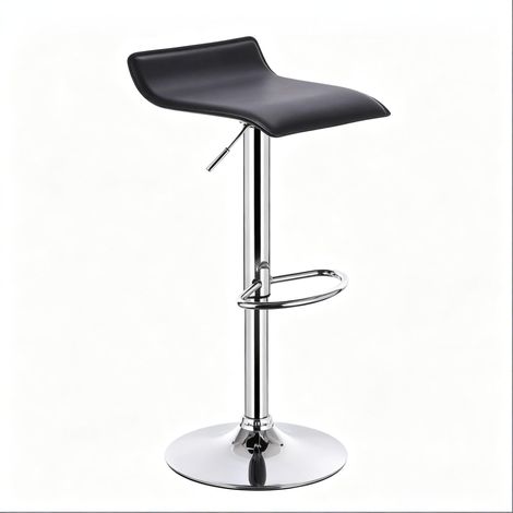 CHICFURN Taburete de bar ajustable de 62 a 84 cm, negro en polipiel, giratorio 360 grados (1/5)