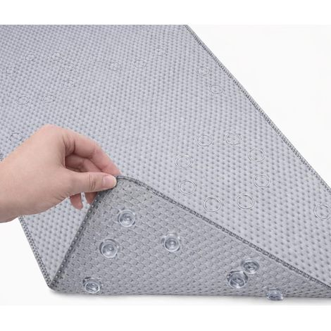 Tapis de Bain antidérapant en Mousse Souple pour Baignoire, avec Trous de Drainage et ventouses, 91,5 x 43 cm, Gris (1/5)
