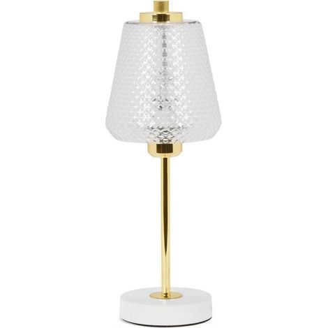 Lampe de table élégante dorée et verre pour ambiance chaleureuse - Doré blanc et verre transparent (1/3)