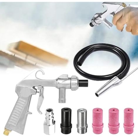 Pistolet Sablage Air Comprimé, Sableuse Pneumatiques Portable,Pistolet de Sablage avec buses et Tuyau d'Alimentation de 1M,Pistolet Sablage Sableuse pour Graver Le Métal,Le Verre et d'autres Surfaces (1/5)
