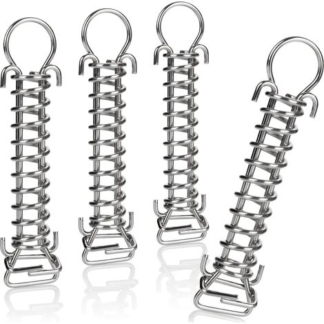 4X Spannfeder aus Edelstahl mit Doppelhaken, Sprungfeder für Zelt, Markise, Boot, Wohnwagen - Befestigungs-Zubehör - Zugfeder Sonnensegel, Stahlfeder (4 Stück Edelstahl Spannfeder - 19 cm)