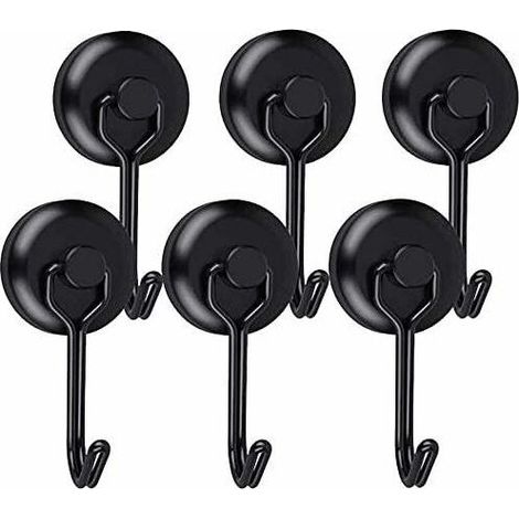 Crochets aimantés puissants - Noir - Néodyme - Pivotants - 6pcs - Pour frigo, cuisine, torchon, tableau (1/5)