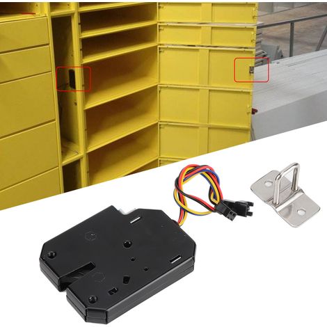 Serrure électromagnétique 12 V CC 2 A pour armoires, tiroirs et casiers, acier noir (1/5)