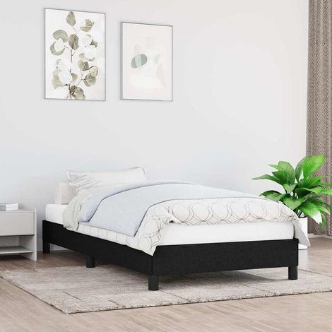 Lit simple pour adulte Moderne - Cadre de lit - Noir 90x190 cm Tissu BV146375 - BonneVie (1/5)