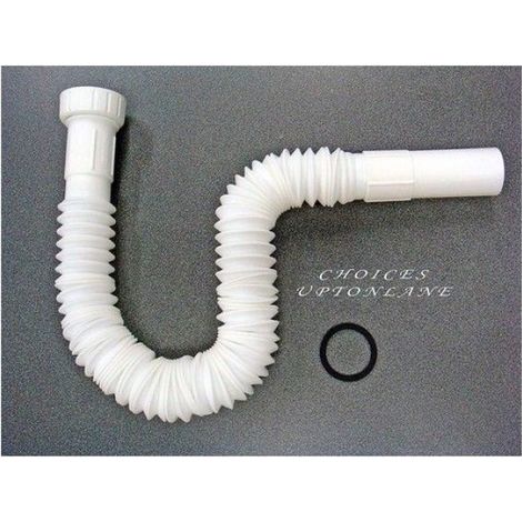 1 Siphon flexible, Tuyau de vidange universel, Plastique ABS, Acier inoxydable, Pour évier et lavabo (1/5)