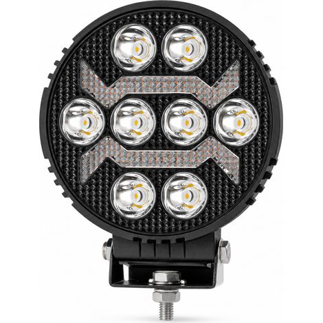 Phare de Travail LED Rond Blanc avec Feu de Jour Blanc et Jaune pour Véhicules Tout-Terrain et Engins (1/5)