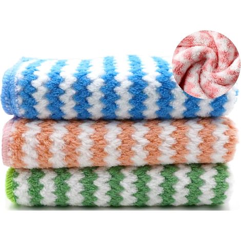 3 Chiffons de Nettoyage en Microfibre, 30×40cm Ultra absorbants, Chiffons en Microfibre réutilisables pour Le Nettoyage de la Cuisine, du ménage et de la Voiture