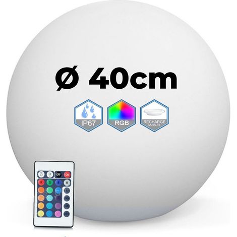 Mobili con illuminazione LED RGBW Sfera luminosa a LED multicolore RGB senza fili. Telecomando. Ricaricabile. 12 LEDs