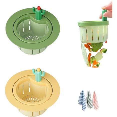 Lot de 2 Filtre évier, Design cactus, Bouton poussoir, Maille fine, Cuisine salle de bain (1/5)