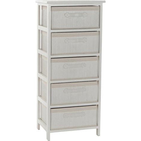 Commode élégante blanche en bambou pour esprit zen - Blanc cassé minimaliste et naturel (1/5)