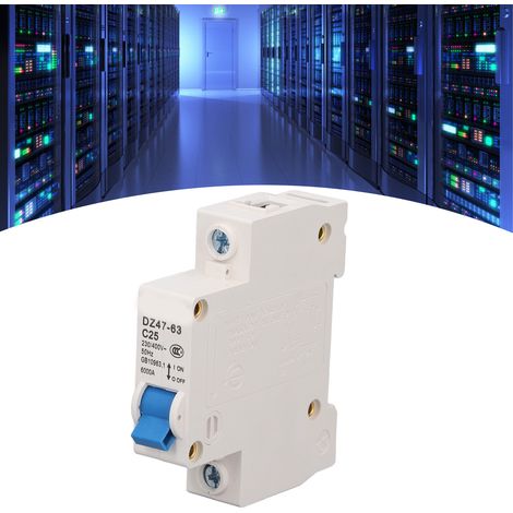 Disjoncteur miniature DZ47-63 C25 1P 230 V/400 V 25 A, montage sur rail DIN, pouvoir de coupure 6000 A (1/5)