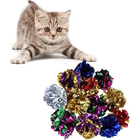 Da.Wa 10er-Pack Katzenball-Spielzeug, Glitzer-Papierball, interaktives Spielzeug für Kätzchen und Haustiere (1/4)