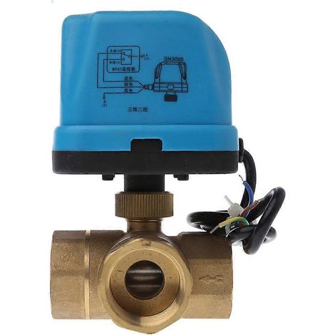 Vanne à bille électrique en laiton DN25 AC 220V 3 voies 3 fils avec actionneur (1/5)