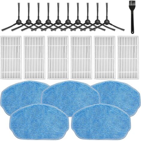 Pièces de rechange pour aspirateur robot ZCWA BR151, MANVN BR151, Kilgone G20, MAMNV BR151, MANVINS G20, ZC WAS BR151, iMartine BR151, 6 filtres, 5 tampons de nettoyage, 10 brosses latérales