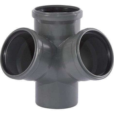 Raccord d'angle 67° DN 110 - Lot de 1 - PVC Ignifuge B1 - Évacuation Eaux Usées - Conforme DIN EN 1451-1 - Gris (1/4)