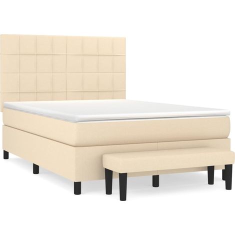 Maison Exclusive - Cama box spring con colchón tela color crema 1 (1/5)