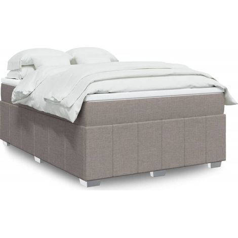 vidaXL Sommier à lattes de lit avec matelas Taupe 160x200 cm Tissu (1/5)