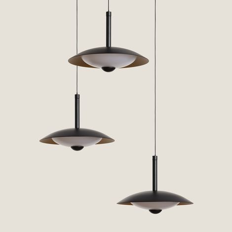 Lámpara Colgante LED 24W Regulable en Altura Metal CCT Seleccionable  Seleccionable Shirak 3 Focos Negro