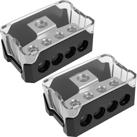 4-Wege Stromverteilerblock 1 x 0/2/4 GA In 4 x 4/8/10GA Out Verteilerblock Auto Hitzebeständig Power Distribution Block für Kfz Boot Audio Stereo Verstärker (4-Wege) (1/5)