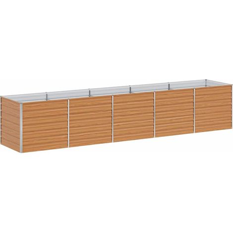 Garden Raised Bed Light Brown 400 x 80 x 77 cm Galvanised Steel vidaXL