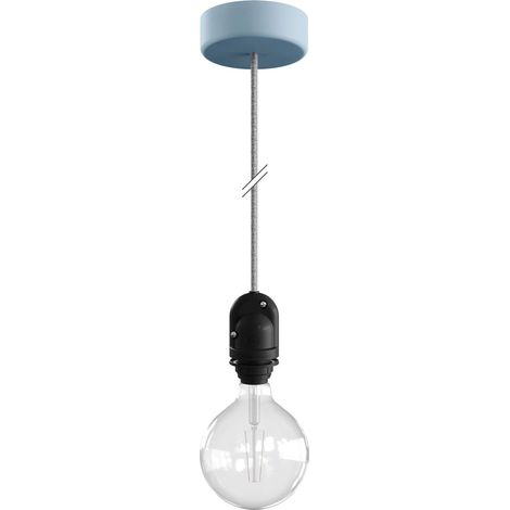 creative cables - EIVA Lampada a sospensione per paralume da esterni con 1,5 m cavo tessile, rosone e portalampada IP65 resistente all'acqua