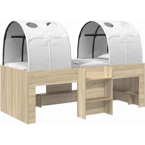 Bed with Tunnel 3 pcs Sonoma Oak and White Engineered Wood vidaXL (1/5)